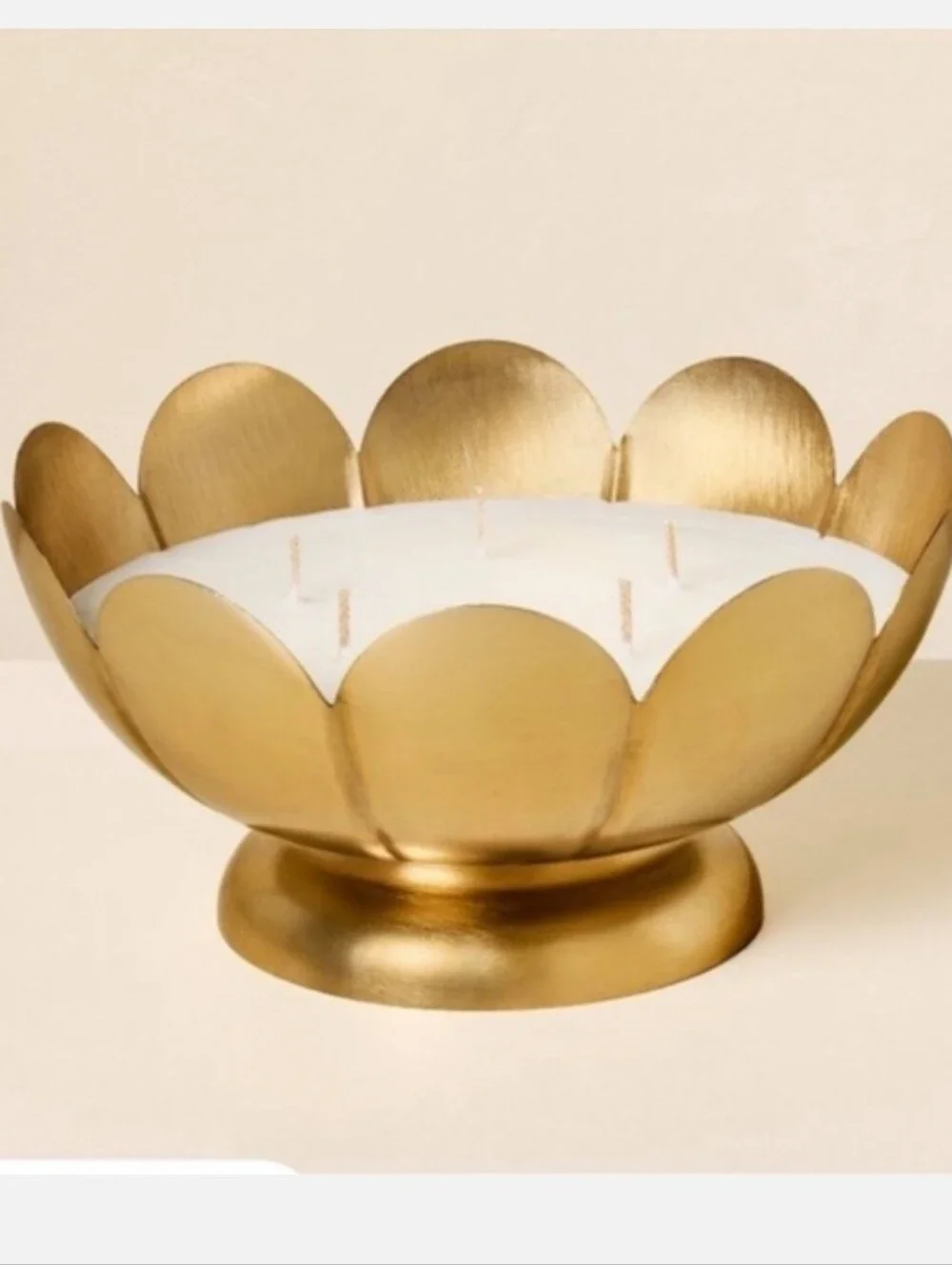 5 Wick 22oz. Scalloped Brass Footed Decor Candle Fireside Spruce Hearth & Hand